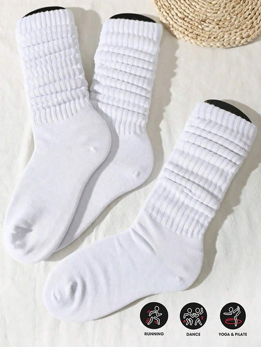 1 Pairs Of Pure White Women's Plush Mid Tube Socks(Without Sock Card) - Multicolor - View 1
