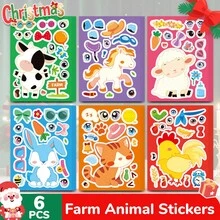 beartale 6 Sheets Make Your Own Farm Animals Stickers, Make A Face Stickers, Fantasy Farm Animals DIY Craft Stickers, Party Favor Supplies Crafts, Quiet Stickers, Travel Toy, Party Bag Fillers, Quiet Activity For Travel, Classroom, Holiday Gifts, Early Educational Toys, Classroom Toys,Student Stationery, Halloween/Back To School Gift For Youngsters, Adults, Christmas Gift