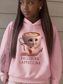 1pc Tween Girl Casual Printed Pullover Sweatshirt, Warm Thermal Lined, Long Sleeve, Autumn/Winter Student Youth Clothing - Fun And Colorful Sweatshirt To Inspire Imagination In Every Child - Pink - View 8
