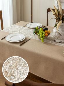 1pc Waterproof Floral Wreath Pattern Tablecloth, Minimalist Nordic Style Decorative Table Cover, Suitable For Home, Kitchen, Coffee Table, TV Cabinet, Holiday Gatherings, Birthdays, Weddings, Hotels, Photography Backdrops, Seasonal Gifts, Multiple Sizes Available - Coffee Brown - View 8
