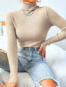 Cacharrel Women's Trico Tricot High Neck Long Sleeve Blouse - 米色 - 查看 1