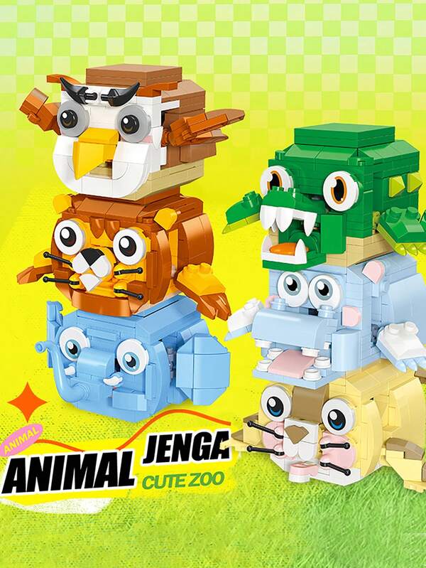 Elephant, Crocodile, Hippo, Tiger, Eagle, Sea Lion Model Building Block Ornaments, A Cute Animal Model Stacked Building Block Toy Set, Usable As Indoor Room Decoration Desktop Ornaments, Also Mini Cartoon Animal Building Blocks (Collectible), Ideal For Boys And Girls' Children's Birthday Gifts For Christmas And Halloween