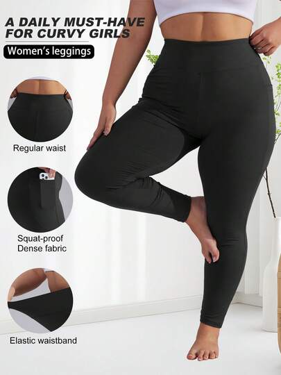 Leggings de yoga de talle alto para mujer de talla grande con bolsillos - Control de abdomen, levantamiento de glúteos, adecuados para entrenamiento, correr, caminar y uso diario