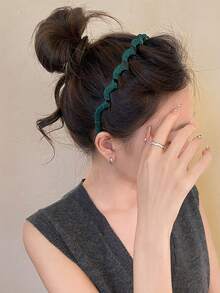 3 pezzi Fasce per capelli in tessuto con corona alta, colori nero/cachi/verde, con bordo dentellato antiscivolo da 5,11 pollici/13 cm, stile minimalista alla moda, carino, casual, elegante, retrò, adatto per uso quotidiano, trucco, bagno, pendolarismo, vacanza, scuola, festa, regalo, fascia per capelli