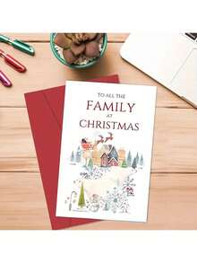 1pc Interesting Christmas Greeting Card With "Merry Christmas To All Families" Text, Decorated With Christmas Elements To Express Warm Christmas Wishes To The Recipient, A Great Gift For Family And Friends On Christmas And Other Special Occasions. - Multicolor - View 7
