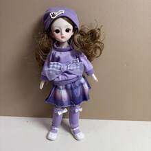 新款11.81英寸时尚娃娃BJD娃娃，可爱妆容，可动关节，裸体OB11，卡哇伊卡通动画3D逼真眼睛，漫画脸，卡哇伊娃娃服装，派对礼物，时尚美丽的薄纱连衣裙娃娃 - 彩色 - 查看 20
