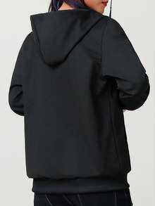 Áo khoác cardigan dệt kim màu trơn mới dành cho nữ, áo khoác thể thao ngoài trời có khóa kéo, kiểu dáng rộng rãi, ôm dáng, thích hợp cho mùa xuân và thu. - màu đen - Xem 6