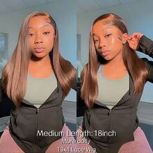 Oxeye 13*4 Straight Bob Human Wigs 200% Chocolate Brown Bob Lace Front Wig 13x6x1 Lace Frontal Wig Human Hair Wigs Dark Brown Straight Human Hair Wig #4 Colored Long Straight Wig Pre Plucked With Baby Hair Natural Black Straight Human Hair Wig - #4 - 查看 5