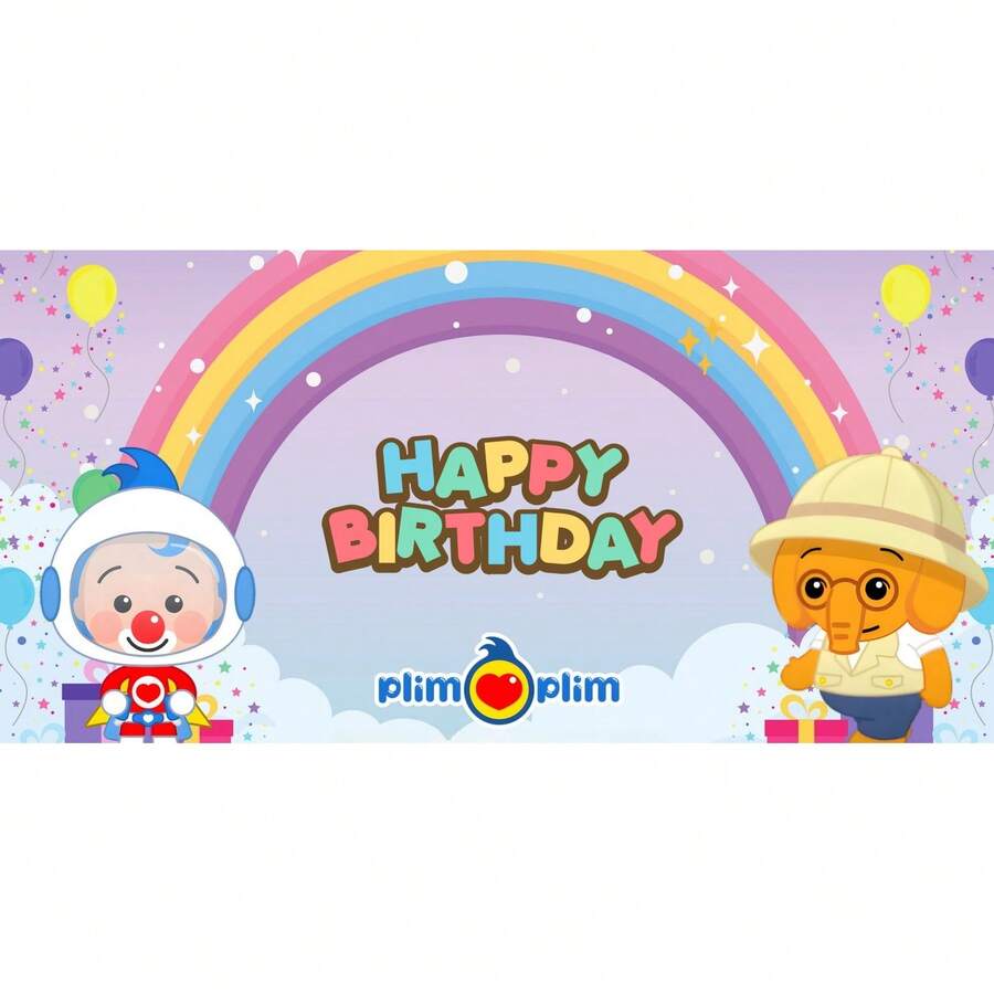 Cartoon Plim Kids 1 Year Old Party Decoration Baby Baptism Cute Pig Rainbow Custom Circus Tapestry Background Banner Photo (Multiple Styles) - A - Xem 1