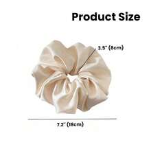 2 Pieces Jumbo Satin Silk Scrunchies For Women 7.5 Inches Large Oversize Scrunchies For Thick Hair Ties Hair Ornament Black And Beige - 黑色和米色 - 查看 3