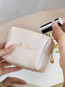 Personalisierte Kosmetiktasche, individualisierter Buchstaben-Name, Brautjungfern Kosmetiktasche, Leder, Mädchen Kosmetiktasche, Kosmetiktasche mit großer Kapazität, Geschenk für Brautjungfern und Braut, Kosmetik Aufbewahrungstasche, Buchstaben Kulturbeutel, Brautjungfern Kosmetiktasche