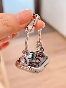 个性化心形手链表带兼容 38/40/41/42/44/45/46/49 毫米，兼容 表带 Ultra/Se10/9/8/7/6/5/4/3/2/1 - 銀 - 查看 2