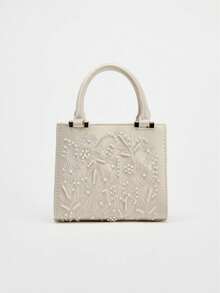 Women's Mini Handbag - Satin Pearl Bag, Women's Chain Shoulder Bag, Fashionable Small Handbag, Women's Luxury Designer Purse - White - View 8