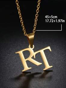 1pc Customizable Double Letter Necklace, With Two Custom Styles To Choose From, Personalized Couple Anniversary Birthday Gift, Elegant Design, Exquisite Craftsmanship, Touching Collection, Custom Engraved Female Jewelry, Stainless Steel Jewelry, Couple Necklace, Customizable Female Necklace, Is The Best Holiday Gift For Loved Ones Or Relatives And Friends On Halloween Or Christmas - Multicolor - View 4