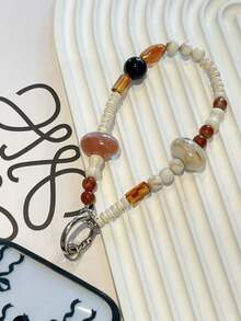 Accesorio vintage hecho a mano para teléfono con ámbar, cordón con cuentas para cámara, correa decorativa para teléfono