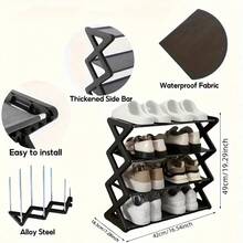 4-Tier Metal Shoe Rack | Space Saving, Easy Assembly | Suitable For Home, Apartment, Entryway, Bedroom, Dorm Storage, Can Be Used For Small Closet Organization, Hallway And Corridor, Multi-Pair Shoe Organizer, Sturdy Frame, Neat Display, Small Footprint, Ideal For Tight Spaces, Quick Installation, Great Gift For Back To School, Holiday Gatherings, Christmas And Thanksgiving Hosting, Perfect For Seasonal Closet Organization, Holds Up To 15 Pairs Of Shoes - Multicolor - View 3