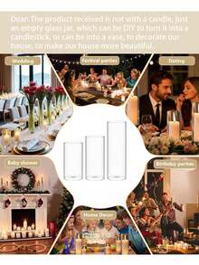 浮动玻璃烛台，高硼硅玻璃水培花盆，透明桌面花瓶装饰，适合情人节、婚礼、派对 - 透明 - 查看 6