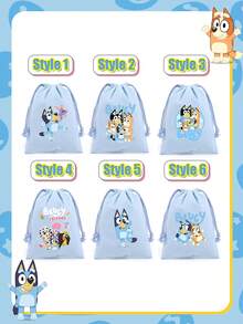 Bluey حقيبة ظهر بسحاب مزدوج بطبعة كرتون بلوي، حقيبة قماش للطلاب، حقيبة مدرسية خفيفة الوزن، حقيبة سحاب مزدوجة، حقيبة مدرسية كرتونية سعة كبيرة، حقيبة تخزين خفيفة الوزن بسحاب، مناسبة كهدية احتفالية لعيد الهالوين وعيد الشكر والكريسماس وتجمعات العائلة والأصدقاء