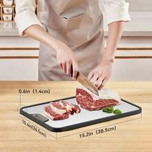Dual-Sided Cutting Board | Pure Titanium (Lightweight & Durable)/ Wheat Straw PP (Natural Slip-Resistant) | Large Size 15.2x10.4 Inches | Kitchen, Restaurant, Picnic Use - màu đen - Xem 3