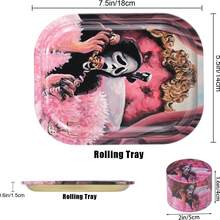 2pcs Halloween Smoking Set, W/Rolling Tray, 4-Piece Aluminum Alloy Grinder, Easy To Carry And Storage, Gifts For Girls, Back To School,Halloween Party, For Smokers - 2件套裝 - 查看 2