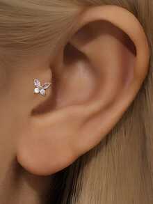 EleRunis 1PC 925 Sterling Silver Butterfly Piercings Earrings Chain Charm Flat Back Cartilage Helix Piercing Fine Jewelry For Daily Wear Wedding Party Engagement Anniversary Valentine's Day