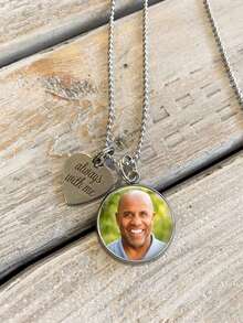 Personalized Photo Memorial Necklace | Custom Remembrance Jewelry With Your Loved One's Picture | Sympathy Keepsake Pendant - Silver - View 6