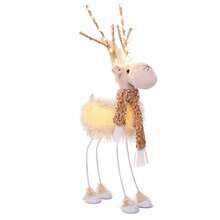 1 pièce Décoration de Noël Renne lumineux LED - Figurine décorative en peluche lumineuse avec bois de cerfs et écharpe - Figurines de Noël à piles pour décoration de table, étagère ou cheminée d'intérieur, décoration de maison, décoration de Noël, décoration de chambre, décoration d'hiver