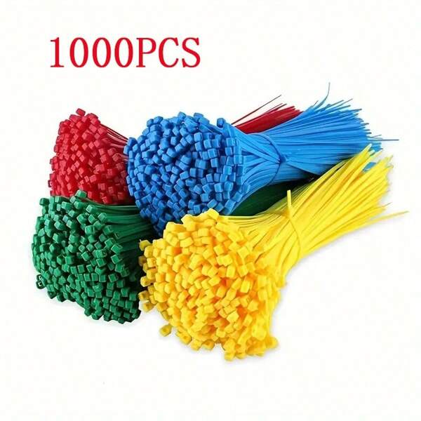 100 pezzi Riselant Fascette stringicavo in plastica nylon autobloccanti, morsetti per organizzare i cavi, 3*100mm, rosso, giallo, blu, verde