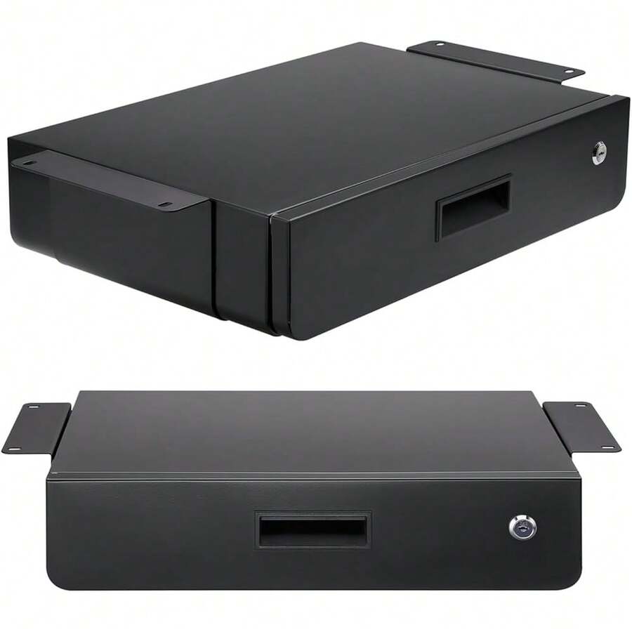 Maclean MC-461 Ergonomische Untertischschublade mit Schlüssel | Abschließbar | 5 kg Tragkraft | 45*31,2 cm | Hängeschublade Schwarz | Unter Schreibtisch montierbar