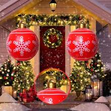 2pcs Giant Inflatable Outdoor Decoration PVC Inflatable Christmas Balls Large Christmas Ornaments Blow Up Yard Lawn Porch Decor 19.6inch