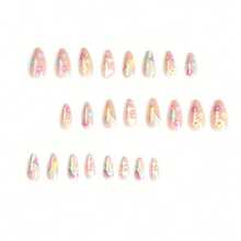Wearable Medium And Long Rainbow Flower Yellow Star White Cloud Pointed Nail Sticker With Jelly Glue And Nail File - 彩色 - 查看 3
