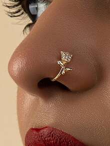 1 Simple U-Shaped Tulip Nose Stud, Niche Design, No Need To Punch The Nose Clip, Suitable For Women To Wear Daily Body Jewelry, Give Friends A Holiday, Birthday Gift, Unisex - 金色 - 查看 1