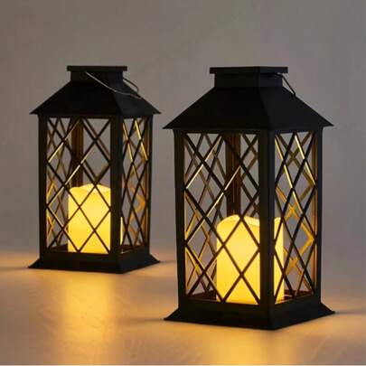 太阳能户外复古蜡烛宫灯，花园吊灯，景观吊灯，庭院氛围吊灯