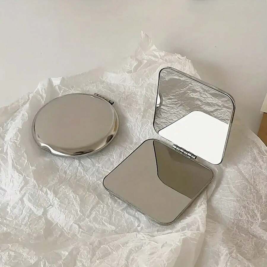 Handheld Double-Sided Small Mirror Portable Makeup Folding Flip Makeup Mirror - gương vuông - Xem 1
