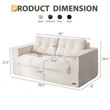 MAXYOYO Convertible Sofa Bed,Pull-Out Three-Seat Sofa Bed,Two-In-One Folding Sofa Bed,Filled With High-Density Foam,Folding Floor Sofa With Pillows,Suitable For Living Room,Bedroom,Study - 米色 - 查看 5