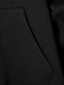 95% coton 5% élasthanne sweat-shirt à capuche avec cordon de serrage et poches, Sweat-shirt ample pour hommes avec imprimé d'un petit ours assis, fabriqué en usine - Noir - Voir 3