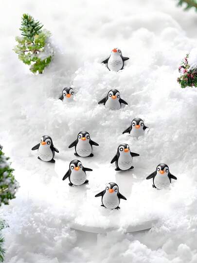 10pcs Mini Resin Penguin Figurine, Miniature Penguin Penguin Tiny Animals For DIY Fairy Garden, Micro Landscape, Winter, Christmas Decor, Birthday Gifts, Theme Party Decorations