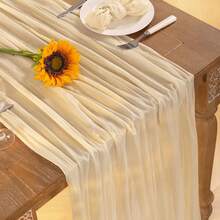 1/5/10/15pcs Cheesecloth Table Runner, Folded Tablecloth, Holiday Birthday Decorations Wedding Decorations Vacation House Decorations Party Room Table Decorations Beige Table Cover, Table Flag, Solid Color Table Cloth, Birthday Decorations Wedding Decorations Table Set, Party Decorations Table Skirt, Party Favors,Christmas Decoration