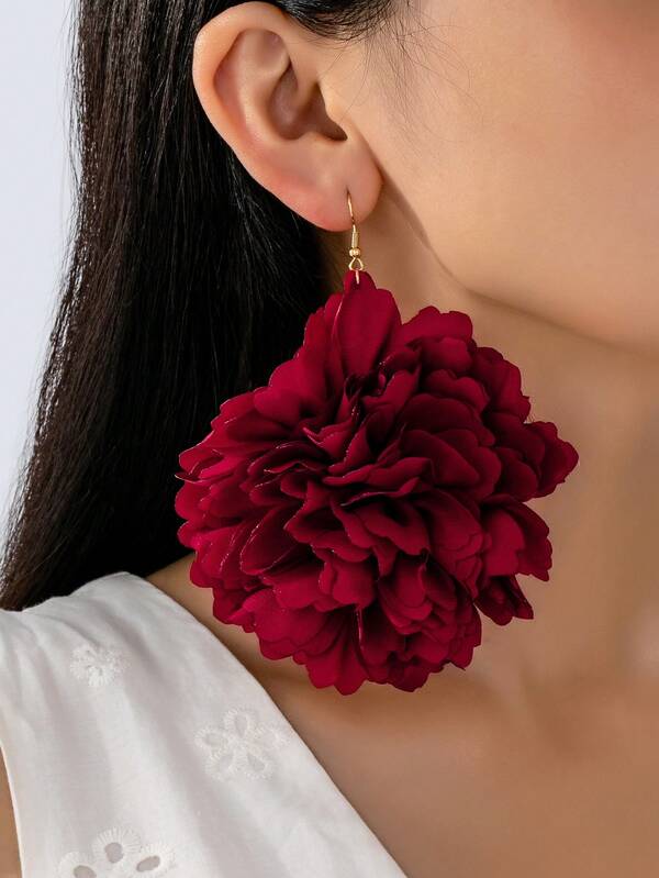 زوج أقراط نسائية مصنوعة يدويًا من قماش ساتان بسيط وعملي، مناسبة للاستخدام اليومي والحفلات والمناسبات والأعراس، مثالية للخريف والشتاء