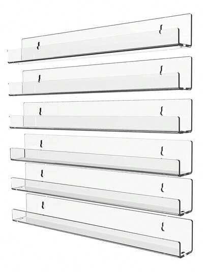 2/4pcs Acrylic Invisible Floating Bookshelf, Wall Mounted Display Rack For Children's Room, Modern U-Shaped Wall Shelf For Books, Photos, Vinyl Records