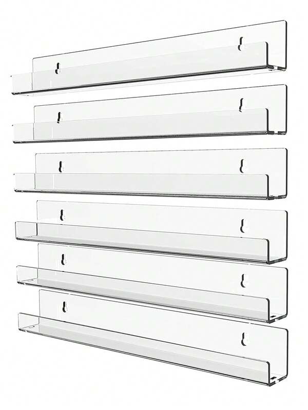 Acrylic Invisible Transparent Floating Bookshelf, Children's Room Wall-Mounted Display Rack, Modern U-Shaped Wall Shelf, Can Be Used To Place Books, Pictures, Vinyl Records, Etc., 2/4 Packs