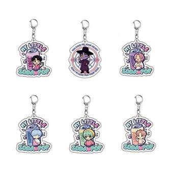 1pc Kpop Cartoon Animal Acrylic Keychain, Double-Sided Anime Pattern Keychain, Bag Accessory, Event Gift