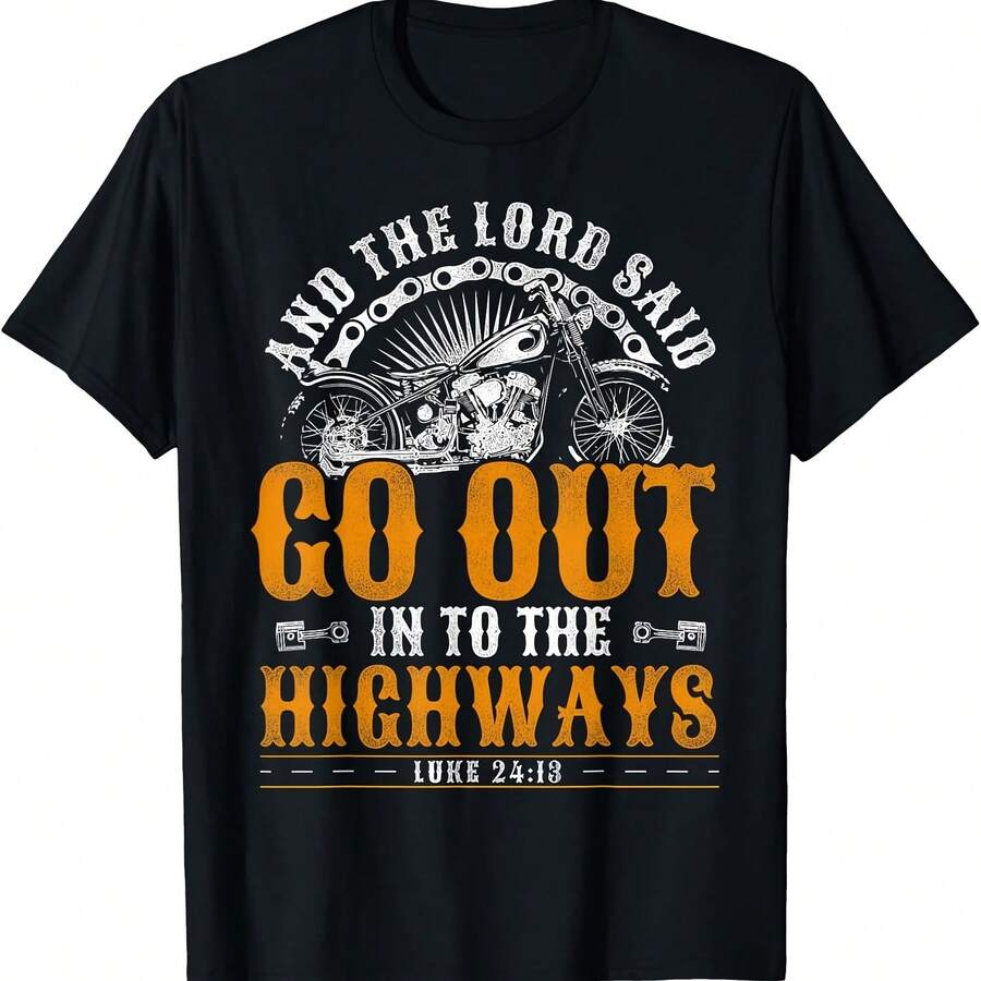 Classic Cistian Motorcycle Biker The Lord Said Go Out T-Shirt - 黑色9 - 查看 1