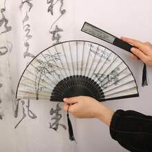 1pc Vintage Style Folding Fan, High-Quality Retro Foldable Fan, Suitable For Outings, Gifts, Hanfu & Cheongsam Accessories, Dance & Tao, Portable Folding Fan, Random Fan Hole Design