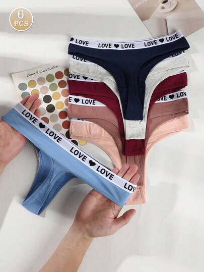 6pcs Women's Seamless Thongs Sexy Panties One-Piece Thongs Mid Waist Sexy Women's Briefs Breathable Comfortalble Triangle Lingerie Sexy Hot Elastic Underwear