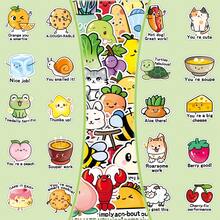 50 piezas de pegatinas de recompensa en inglés con diseños de dibujos animados lindos, pegatinas decorativas educativas en inglés para pared, estuche de teléfono, caja de papelería