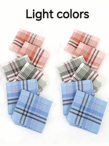 24pcs Classic Men Absorbent Plaid Handkerchiefs, Thin Old-Fashioned Style Hankie , Sweat Wiping Cloth Small Square Handkerchief,Men Accessories