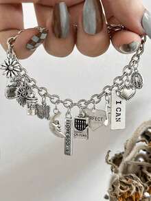 1pc Personalized Letter, Heart, Charm Bracelet Women Valentines DS3M - 古董銀 2 - 查看 7