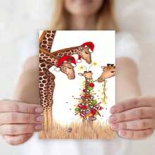 1 pieza Tarjeta de felicitación navideña australiana con sobre, 11cm X 16cm - Diseño encantador de gatos besándose con adornos festivos, ideal para amigos, familiares y amantes de los gatos, tarjeta de celebración navideña conmovedora