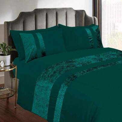 Crushed Velvet Duvet Cover Bedding Set – Luxury Soft Touch With Pillowcases, Elegant Hotel Style For Bedroom
